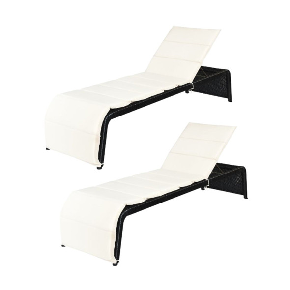 Patio Rattan Chaise Recliner Lounge Chair (Set of 2) product image