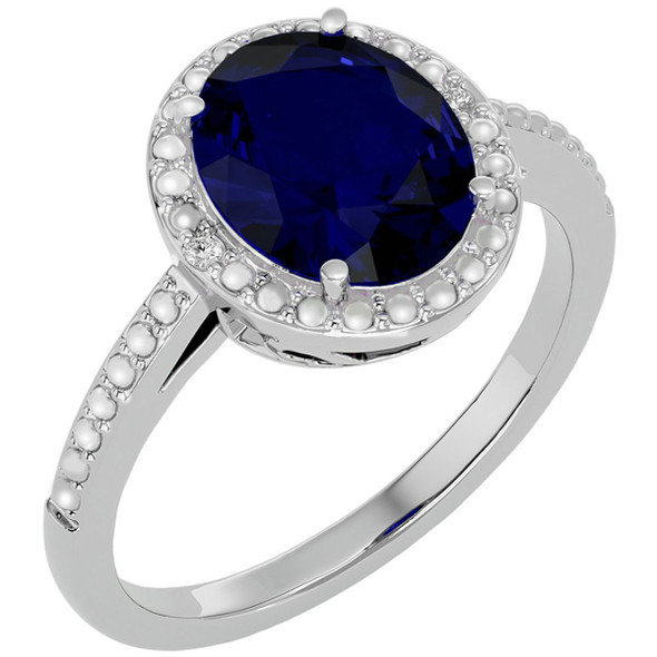 3-1/2-Carat Sapphire & Diamond Halo Ring in Platinum Overlay product image