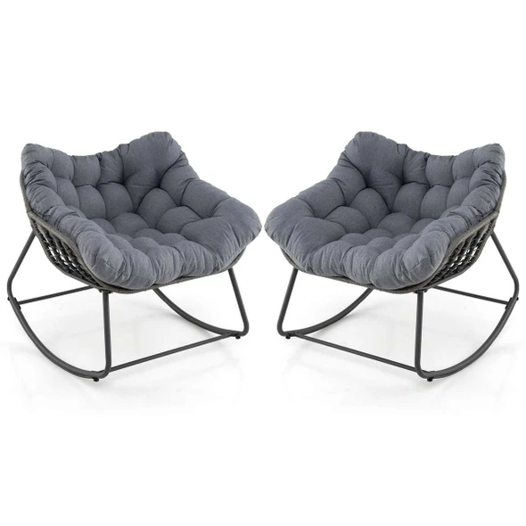 Oversized PE Wicker Patio Rocking Chair product image