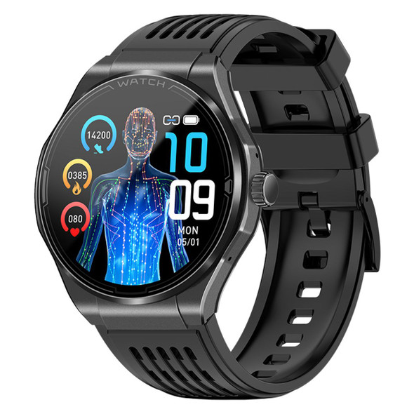 Newest Smart Watch Bluetooth Call Amoled Screen Ecg Blood Sugar Uric Acid Blood Lipid Body Temperature Radiation Level Color Black product image