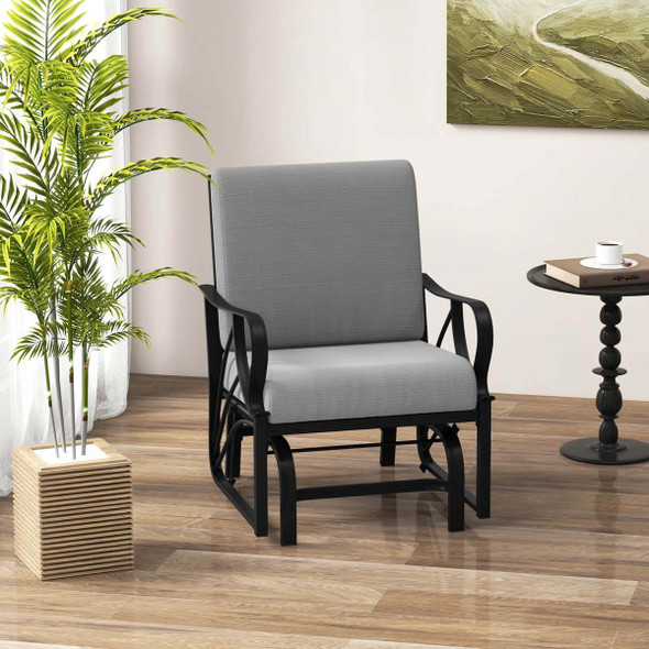 Patio Glider Rocking Chair with Thick Cushion & Curved Armrest (3 Colors) product image