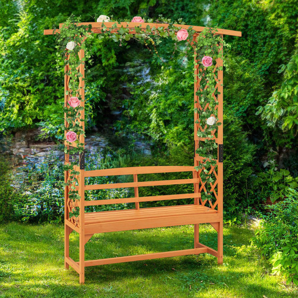 6.5 ft Tall Patio Garden Arbor with 2-Seat Bench  product image