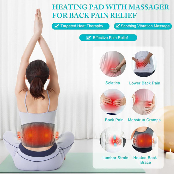 Cordless Heating Pad for Back, Lumbar Massaager with Heat, Heated Back Belt Abdomen Warmer Lumbar Support product image