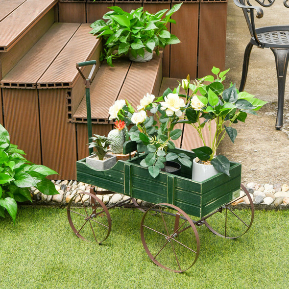 Wooden Wagon Garden Planter with Wheels product image