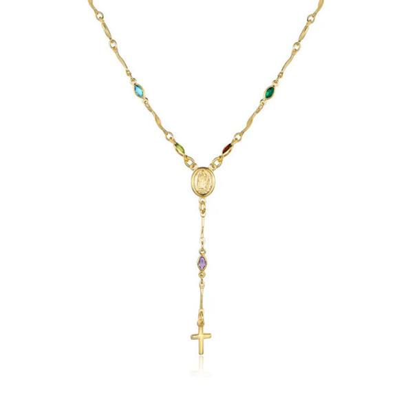 14K Gold Virgin Mary Rosary Necklace product image