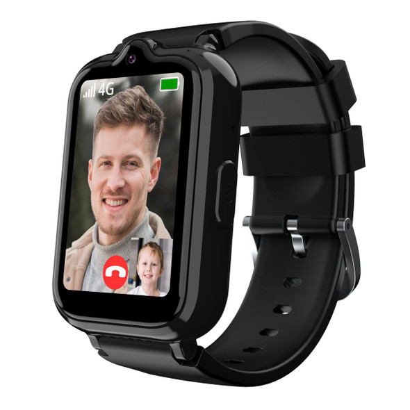 4G Smart Watch with GPS Tracker for Kids Age 5-12,Kids Cell Phone Watch with Video Call Voice Chat Alarm Clock SOS Camera Math Game-Black product image