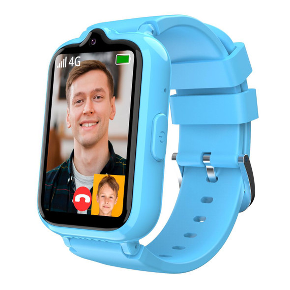 4G Smart Watch with GPS Tracker for Kids Age 5-12,Kids Cell Phone Watch with Video Call Voice Chat Alarm Clock SOS Camera Math Game-Blue product image