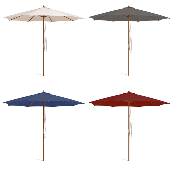 10-Foot Patio Umbrella with 8 Wooden Ribs & 3 Adjustable Heights product image