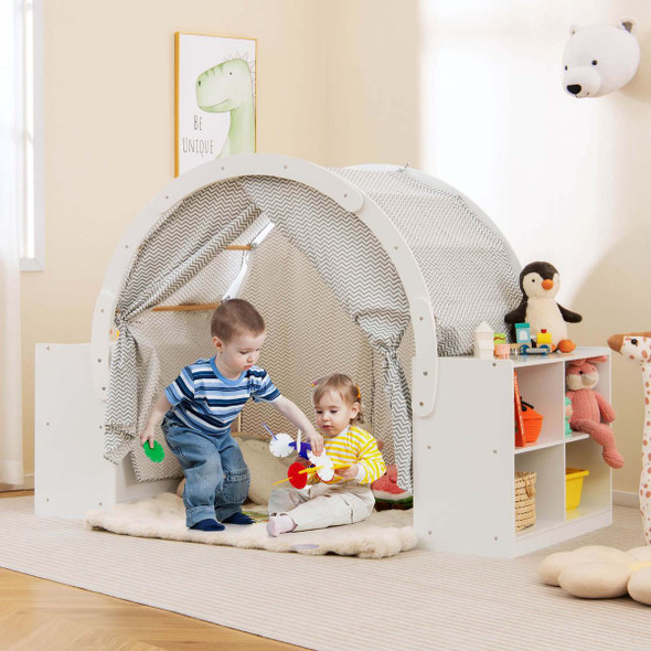Indoor Wooden Playhouse with Curtain   product image