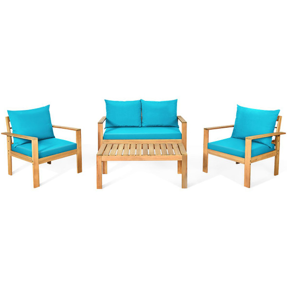 4-Piece Acacia Wood Loveseat Patio Furniture Set  product image