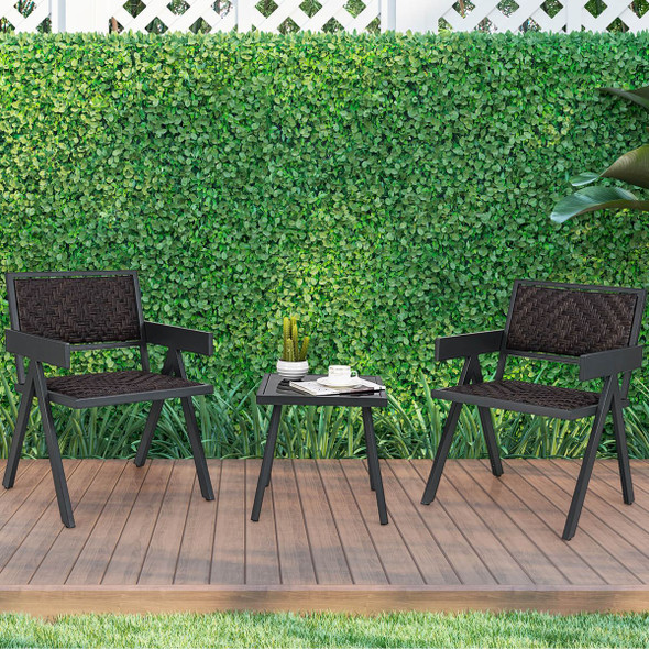 3-Piece Patio Rattan Furniture Set with Quick Dry Foam Padding  product image