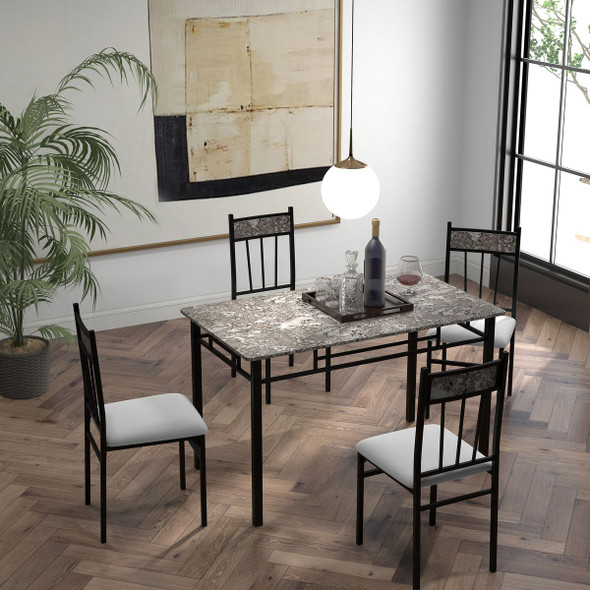 5-Piece Dining Set with Faux Marble Top Table product image