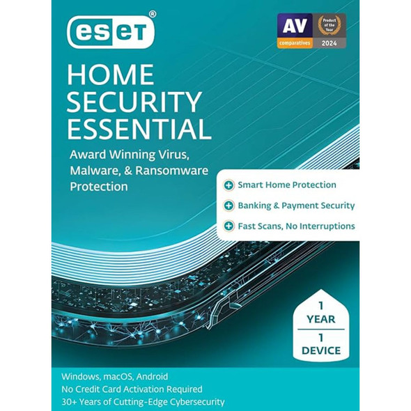 ESET Home Security Essential Antivirus 2025; 1 Device 1 Year Download product image
