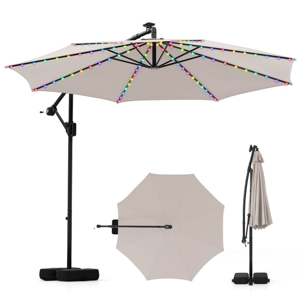 10-Foot Solar Offset Hanging Umbrella with Base product image