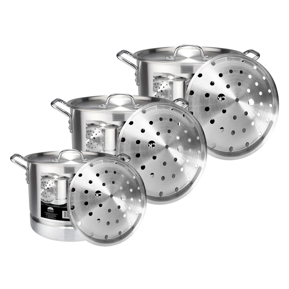 6-Piece Aluminum Stock Pot Set with Lid and Steamer Insert product image