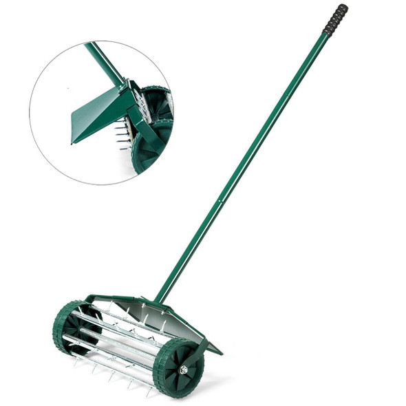 18-inch Lawn Aerator with Long Steel Handle and Spiked Roller product image