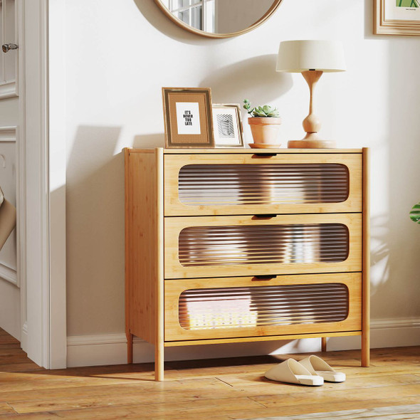 Mid-Century 3-Drawer Dresser with Solid Bamboo Frame product image