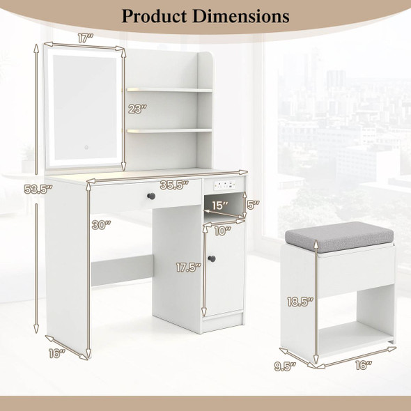 Vanity Mirror Desk Set with Built-in Charging Station product image