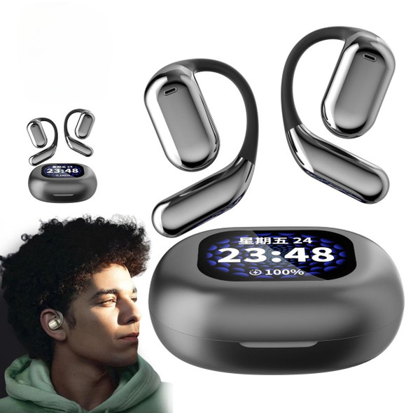 Bluetooth AI Translator Wireless Open Earphone 144 Language Real-Time Translate LED Full-Color Touch Screen Earphones Color Black product image