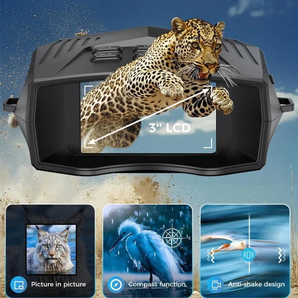 Night Vision Goggles - 5K Night Vision Binoculars with Flashlight, Infrared Binoculars 3 Inch Large Screen 10X Digital Zoom External Flashlight for Camping product image