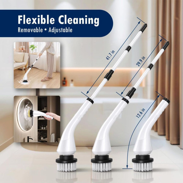 Electric Spin Scrubber with 6 Brush Heads and Adjustable Extension Handle product image