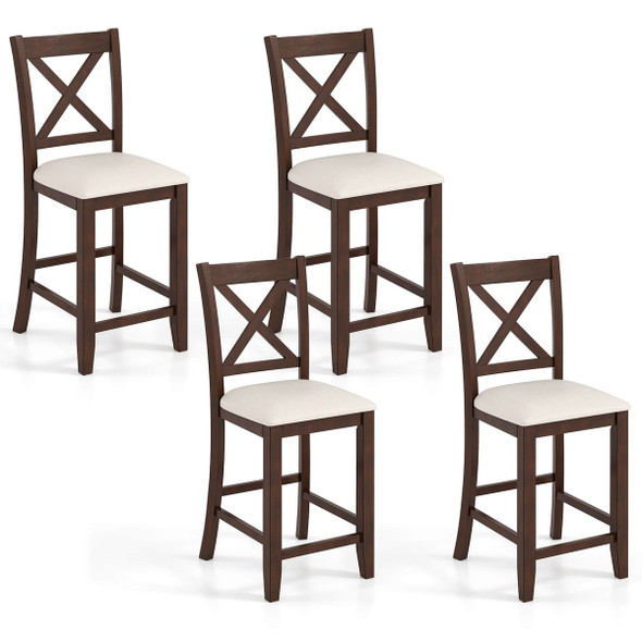 Rubber Wooden Bar Stools with Footrest (Set of 2 or 4) product image