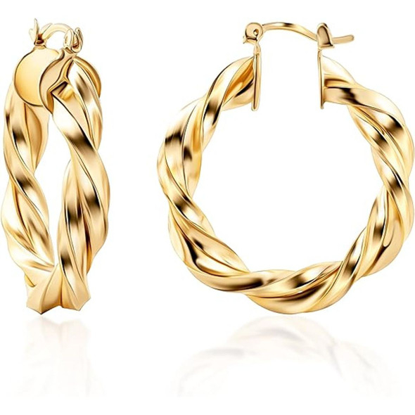 18K Gold Intertwined Earrings, 5mm product image
