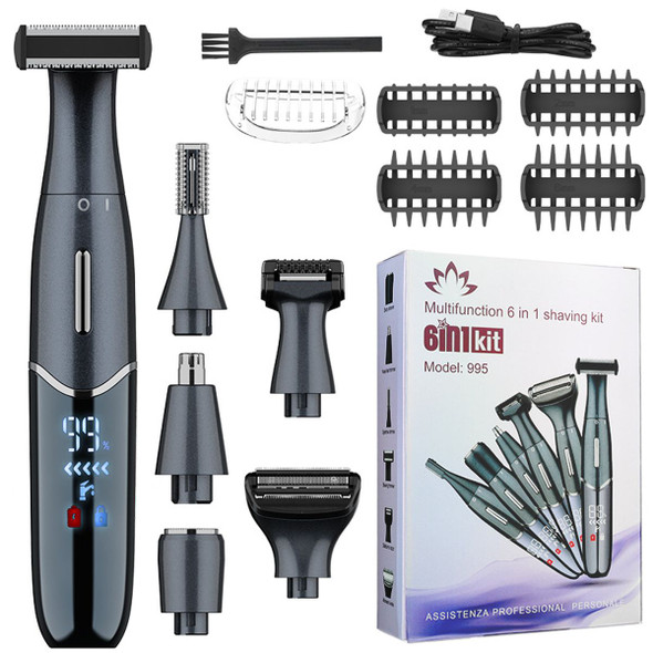6-in-1 Women Electric Shaver Replaceable Heads for Whole Body Private Epilator Shaving Razor Nose Hair Trimmer Color Black product image