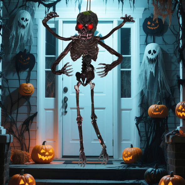 6-foot Animated Hanging Zombie Decoration with Light-up Eyes product image