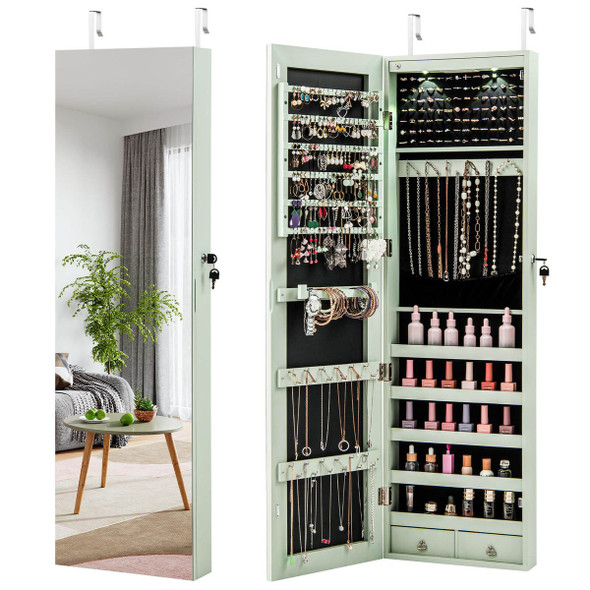 Mirrored Wall or Door Mounted Jewelry Cabinet product image