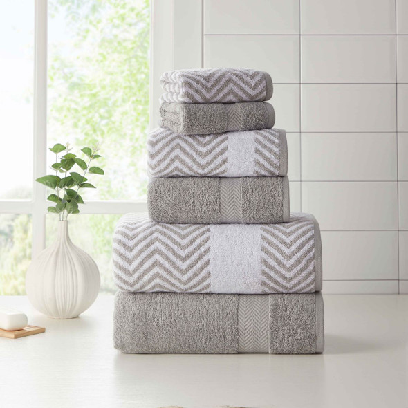 Kathy Ireland 6-Piece Chevron Jacquard Towel Set with LetsDry product image