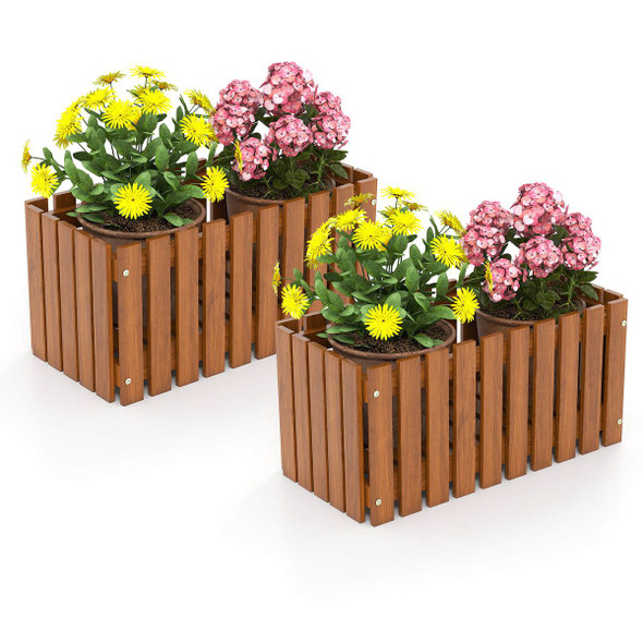 Outdoor Solid Wood Patio Slat Style Flower Planter product image