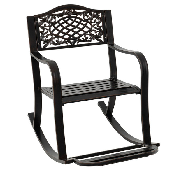 Outdoor Patio Rocking Chair with Floral Backrest Design product image