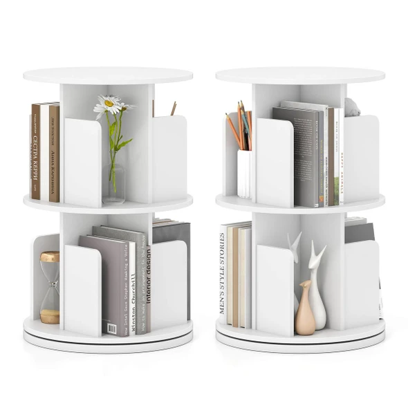 2-Tier Rotating Bookshelf with 360° Swivel product image