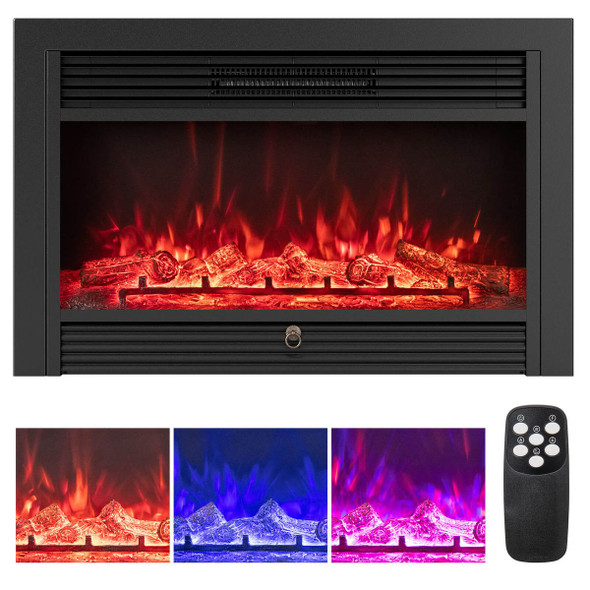 33" Electric 750W Recessed Fireplace with Adjustable Thermostat product image