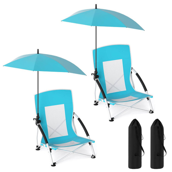 Portable Beach Umbrella Chair with Parasol and Tilt-Adjustable Knob product image