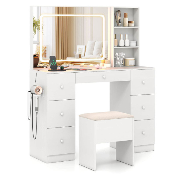 Vanity Desk with Built-in Charging Station and 3 Lighting Modes  product image
