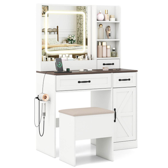 Adjustable Lighted Vanity Desk with Built-In Charging Station product image