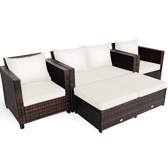 Rattan 5-Piece Cushioned Patio Set product image