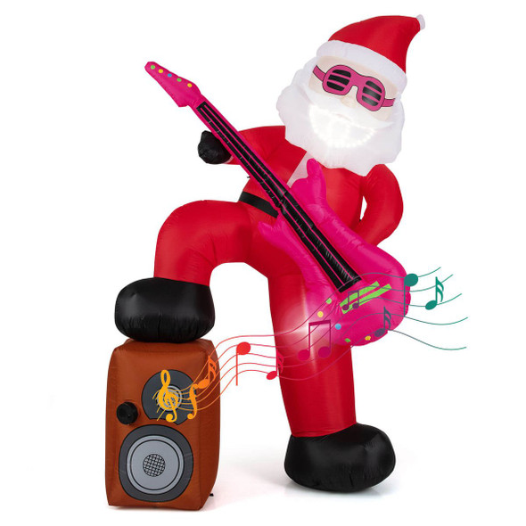 8.4 ft Inflatable Guitar Santa Claus with Sound-Synced Light Effect product image