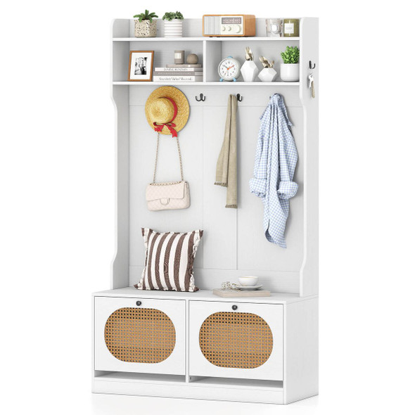 4-In-1 Hall Tree Entryway Bench with Coat Rack product image