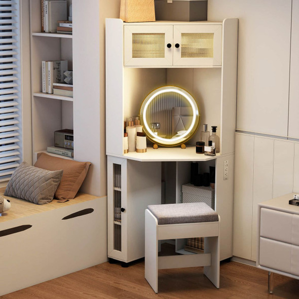 Corner Vanity Desk with Mirror and Lights  product image