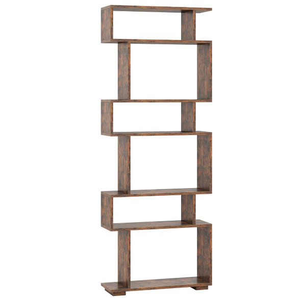 6-Tier S-Shaped Geometric Bookcase with Thickened Legs  product image