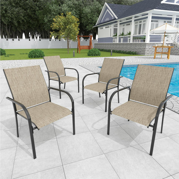 Stackable Patio Dining Chairs with Armrests (4-Pack) product image