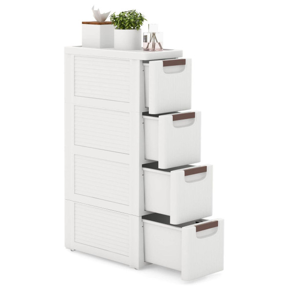 4-Drawer Narrow Rolling Storage Cabinet with Pull Handles product image