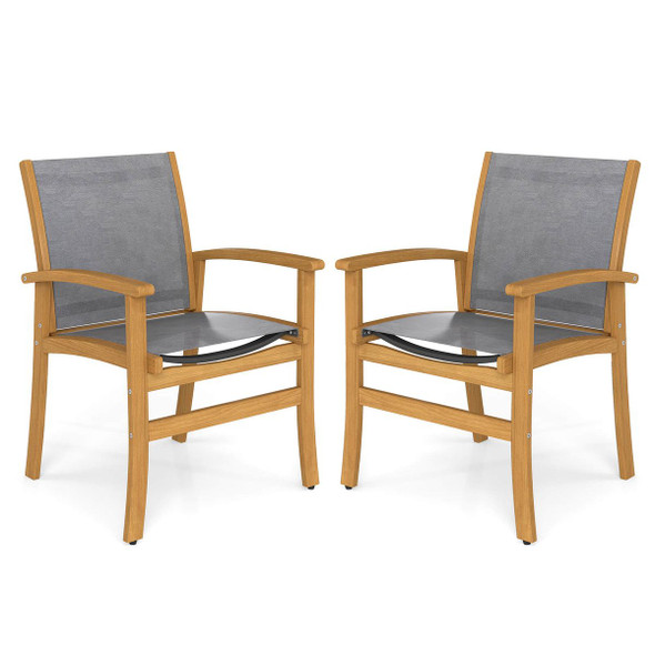 Outdoor Acacia Wood Patio Chairs with Breathable Fabric product image
