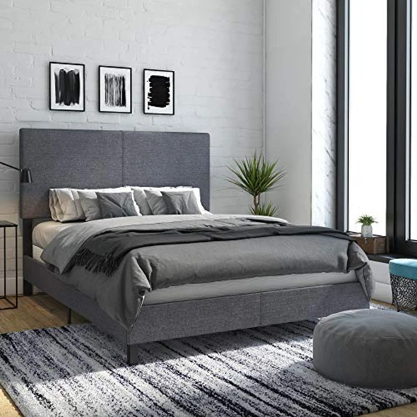 DHP Janford Bed Frame with Chic Upholstered Headboard product image