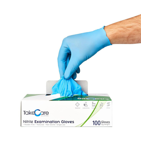 Takecare Blue 4.3 Mil Medical Nitrate Gloves (Small) product image