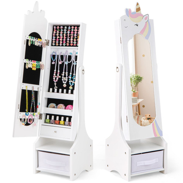 Kids' Tilt-Angle Jewelry Cabinet with Full-Length Mirror  product image