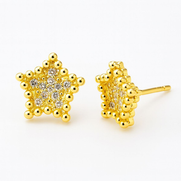 Gold-Plated Beaded Star Stud Earrings product image